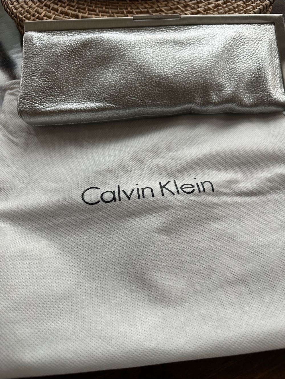 Vintage Calvin Klein Silver Metallic Clutch